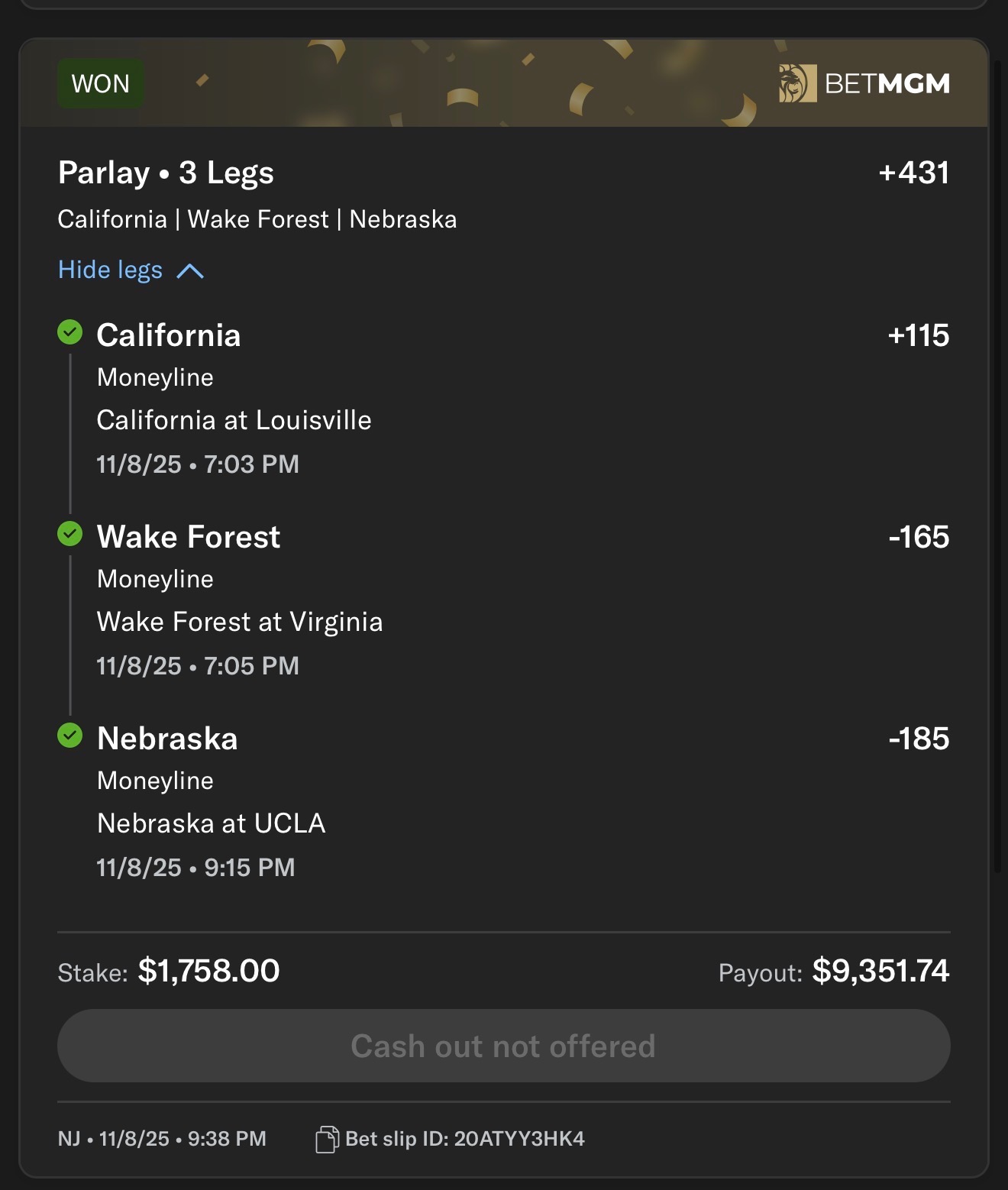 Sports betting slip 28 supplied by JJ Locks