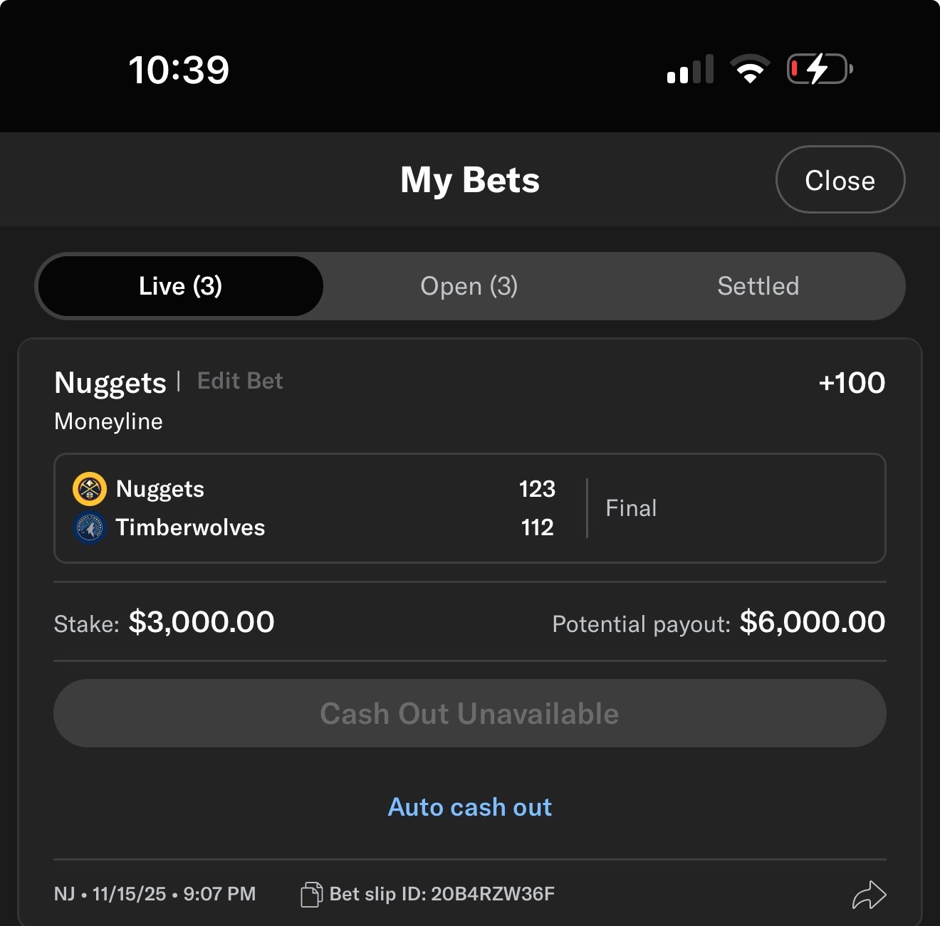 Sports betting slip 36 supplied by JJ Locks