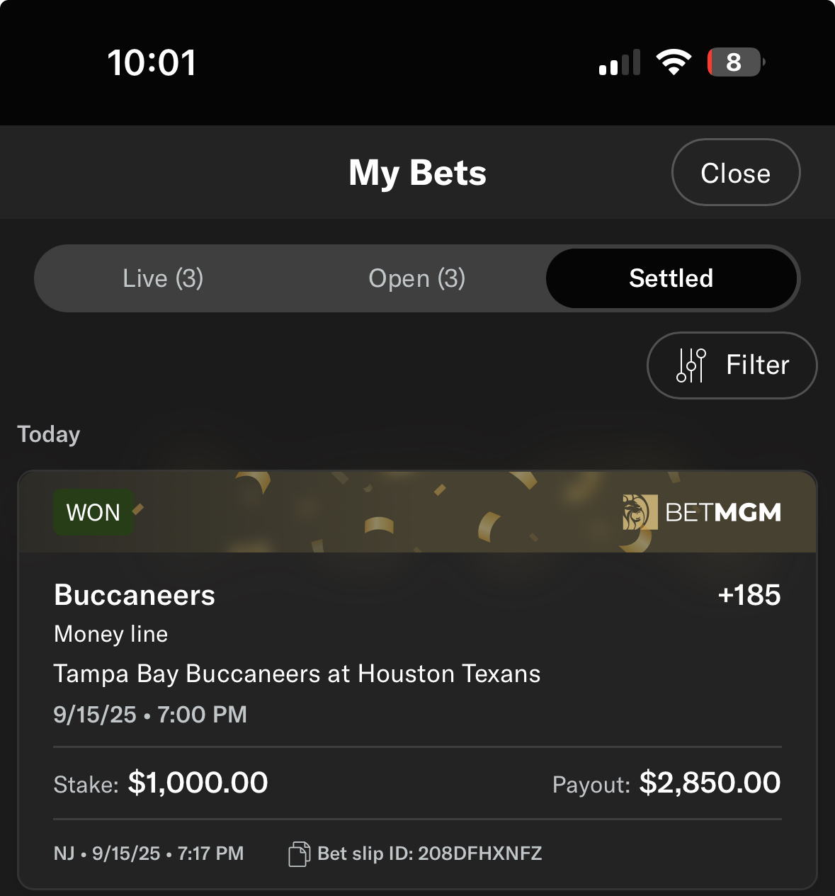 Sports betting slip 14 supplied by JJ Locks