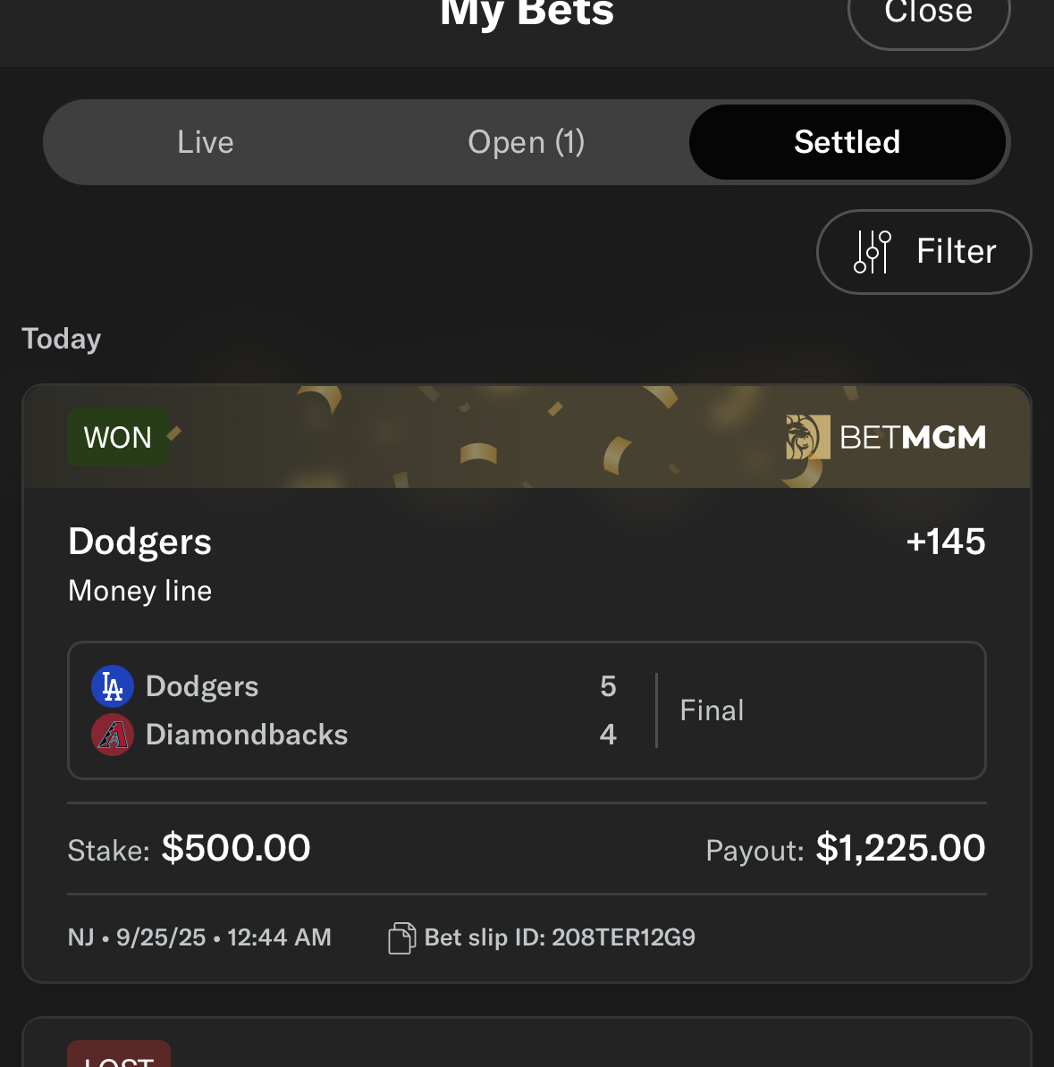 Sports betting slip 2 supplied by JJ Locks