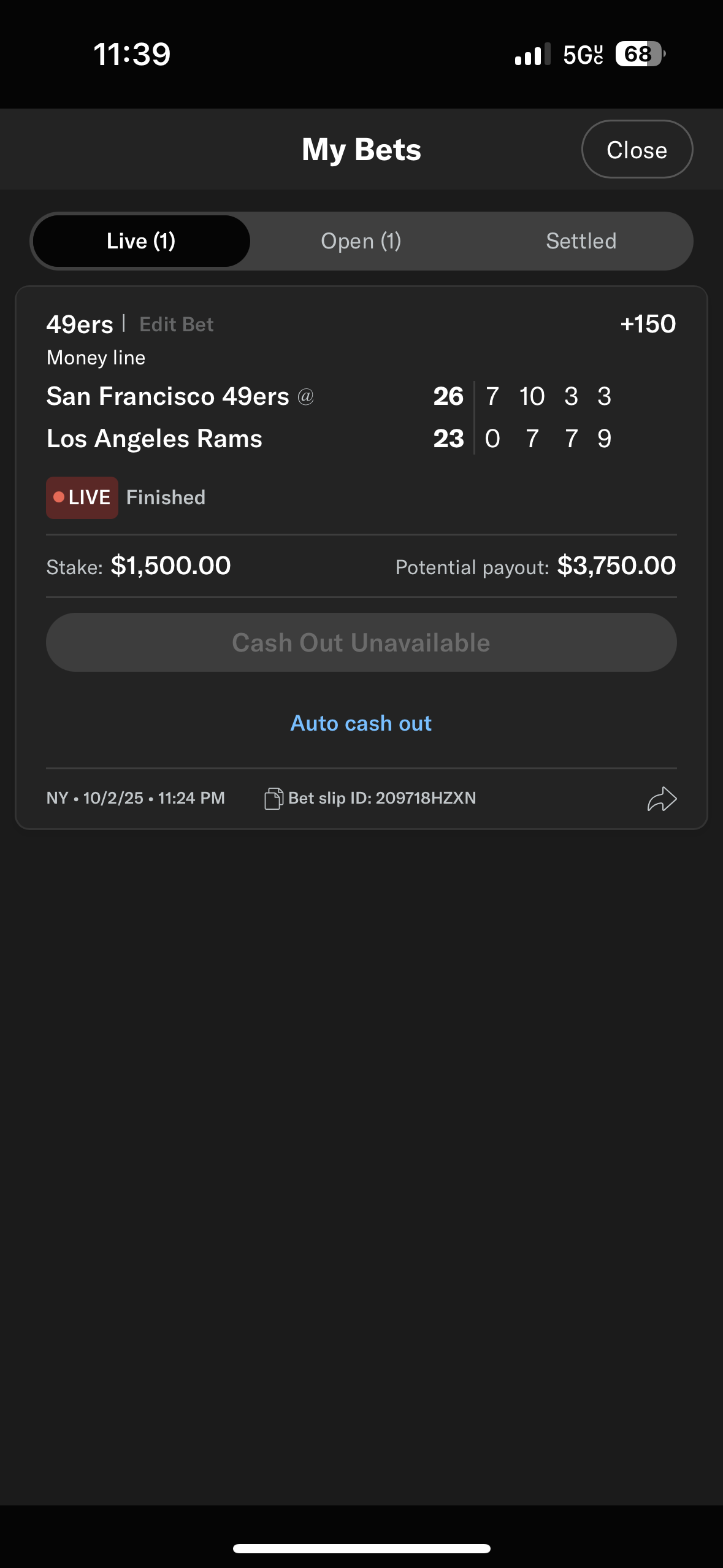Sports betting slip 32 supplied by JJ Locks
