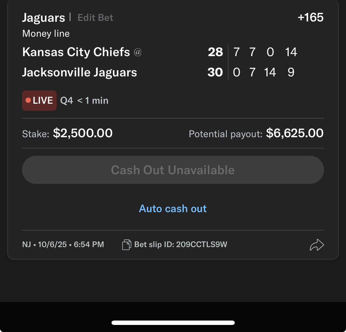 Sports betting slip 39 supplied by JJ Locks
