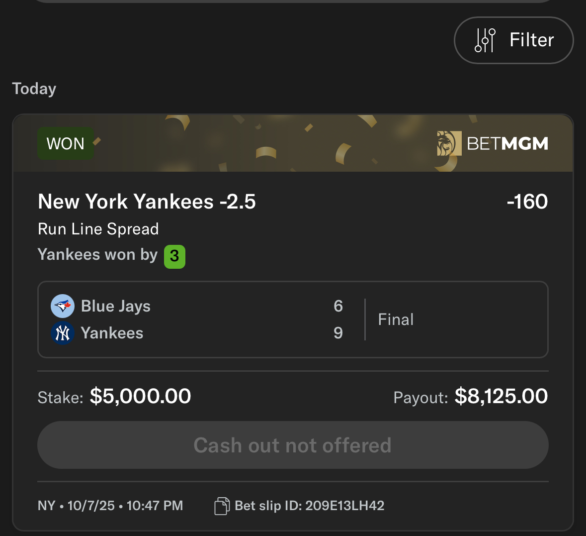 Sports betting slip 34 supplied by JJ Locks